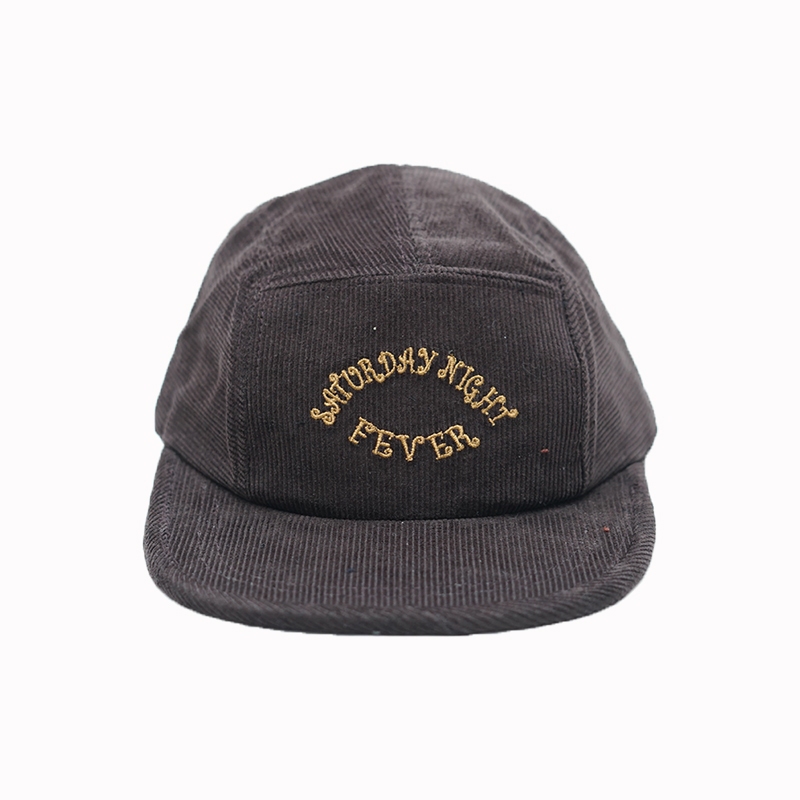 Arenji Topi Snapback 5 Panel Corduroy Dark Choco I Visor Pendek