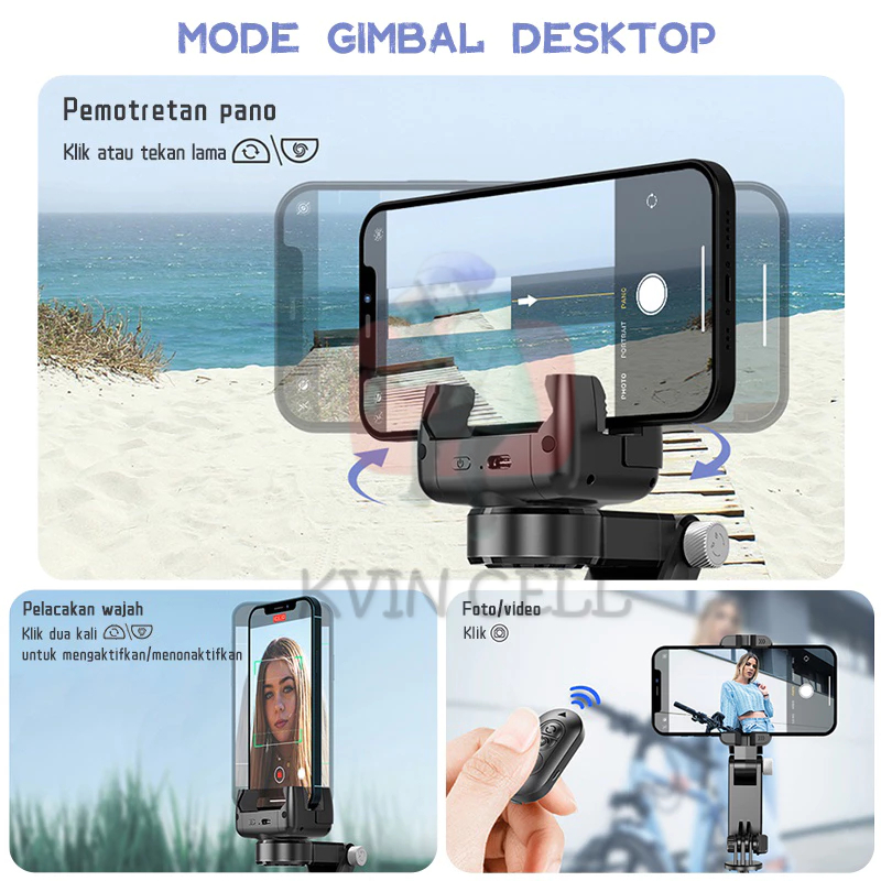 Q18 Gimbal Stabilizer Handphone Gimbal Hp Stabilizer Tongsis Hp Bluetooth Tripod Smart Face Tracking