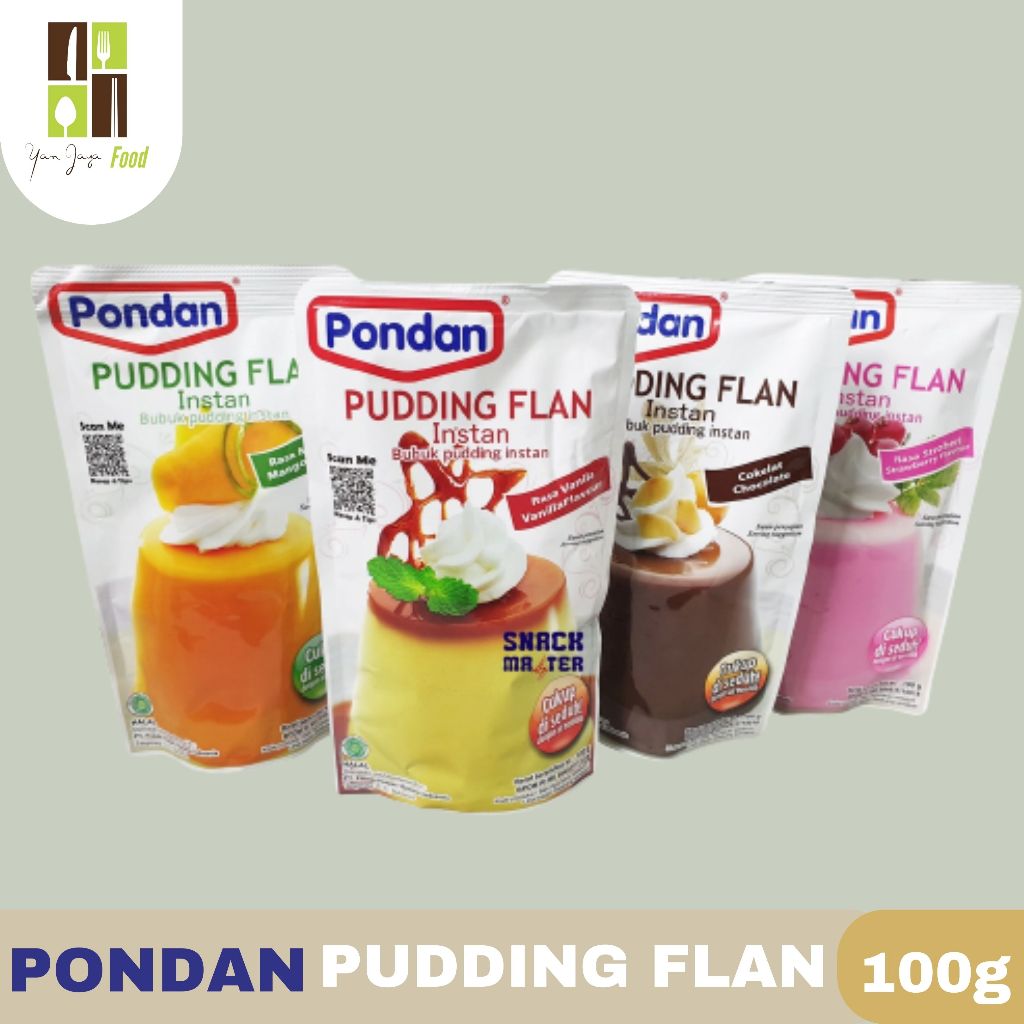 

Pondan Pudding Flan / Bubuk Pudding Instant / Mangga/Coklat/Vanila/Strawberry 100g
