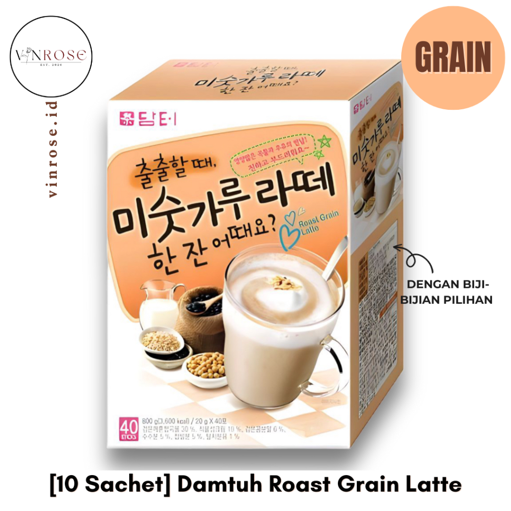 

[10 Sachet] Damtuh Roast Grain Latte Korea/ Minuman Energi