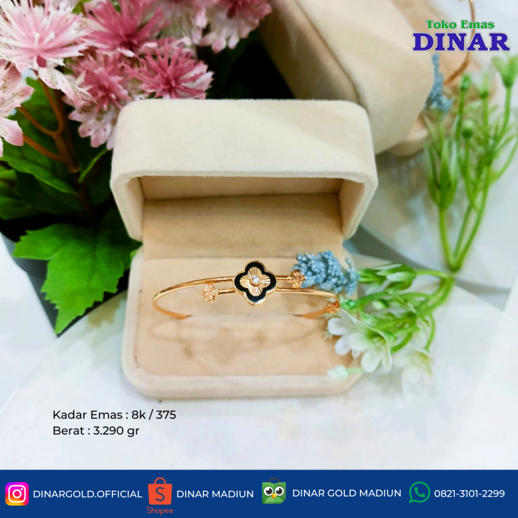 GELANG OVAL VANCLEEF BT HITAM SLP -EMAS MUDA-8K/375