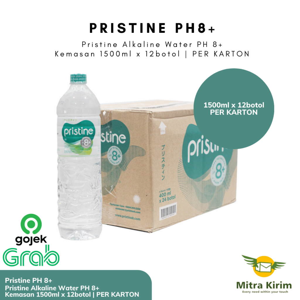 

Pristine Water PH 8+ 1500ml x 12botol | PER KARTON - Khusus Instant