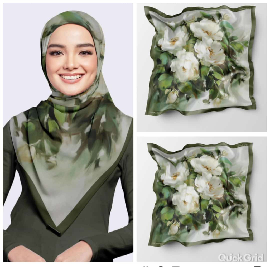 Hijab Segiempat Motif Ala JP // Rainbow Chain Milla Denada Raya Kanaya Gradasi Series