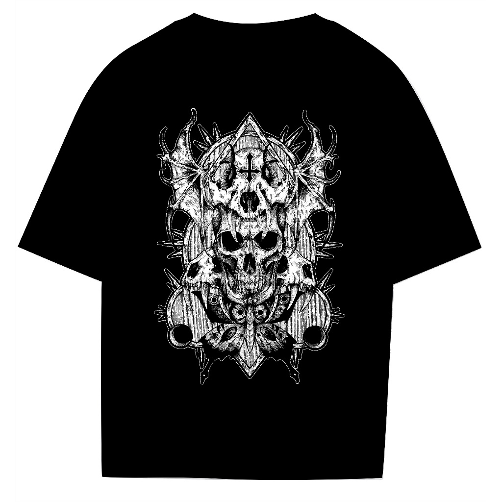 KAOS COWOK DEWASA BUTTERFLY SKULL RUBHK029