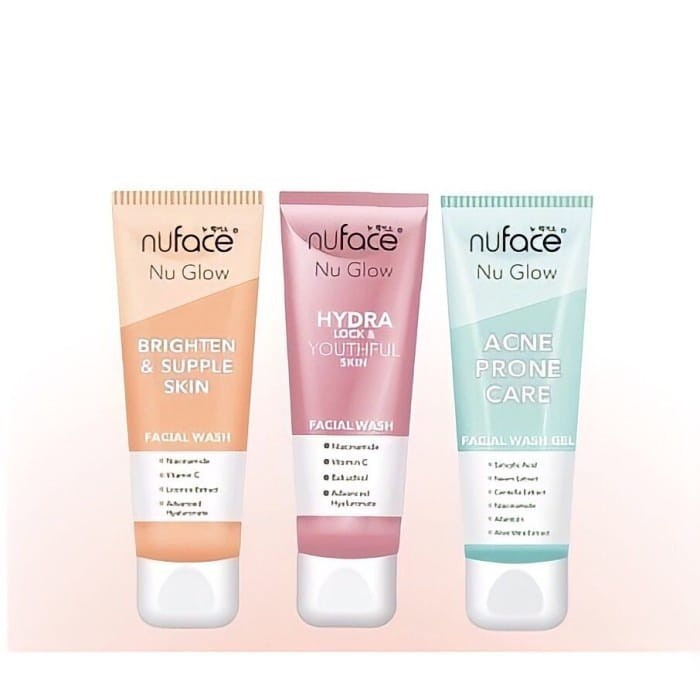 Nuface Nu Glow Facial Wash Acne Prone Care / Brighten &amp; Supple Skin / Hydra Lock &amp; Youthful 80ml