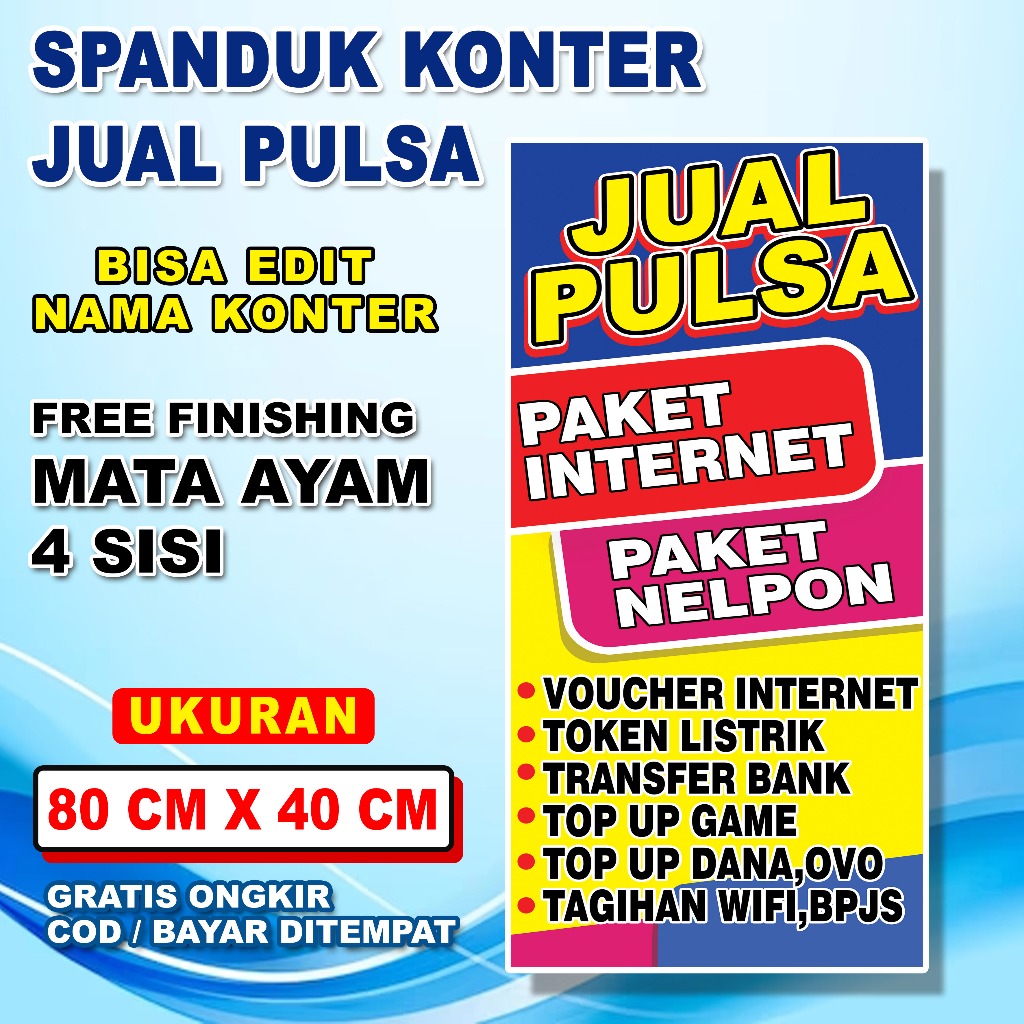 Spanduk Banner Konter Pulsa Murah Terbaru / Spanduk Jual Pulsa / Custom Nama