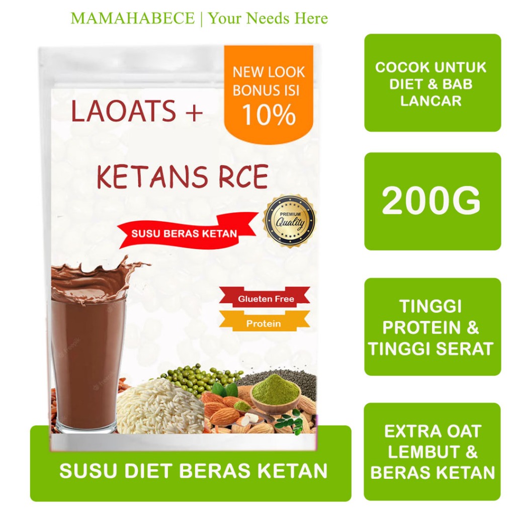 

Beras ketan Hitam penurun berat badan susu pelangsing badan minuman diet sehat rendah kalori Laoats (200G