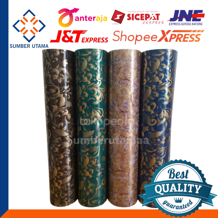 PENUTUP PAGAR RUMAH / FIBER PAGAR MOTIF BATIK EMAS VICTORIA TINGGI 1M TEBAL 0.6MM