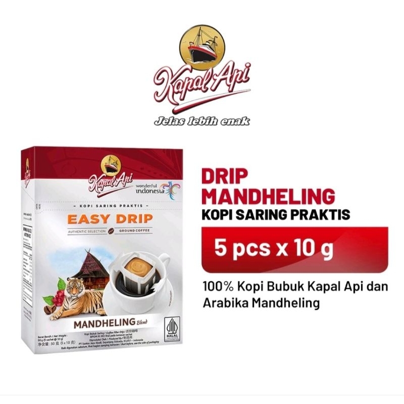 

Kapal Api Drip Mandheling 5pc x10gr exp 12 desember 2025 promo sampai 25 mei 2025
