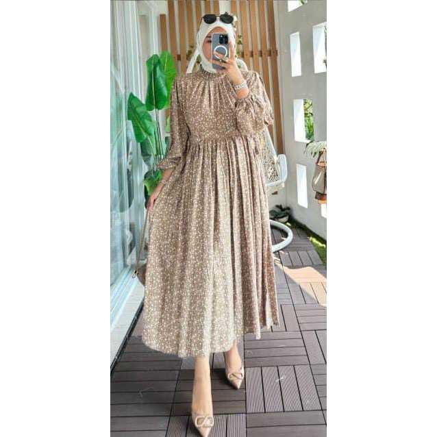 Midi Dress Motif bunga kecil
