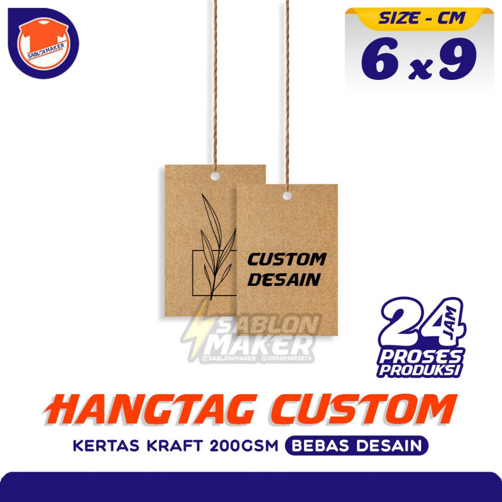 

Hangtag label custom kraft 6x9 cm