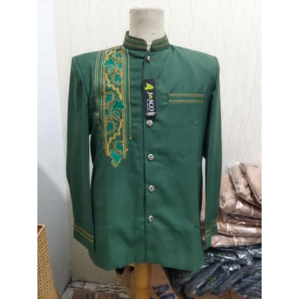 Jasko Tasik Original Wol Novus Jas Koko Pria Bordir Sorban Batik Warna Hijau NU Brand Jasco Tasik