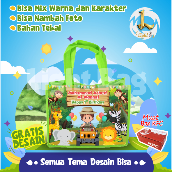 

TAS SOUVENIR ULTAH ANIMAL CUSTOM/GOODIE BAG ANIMAL/TAS ULANG TAHUN ANIMAL