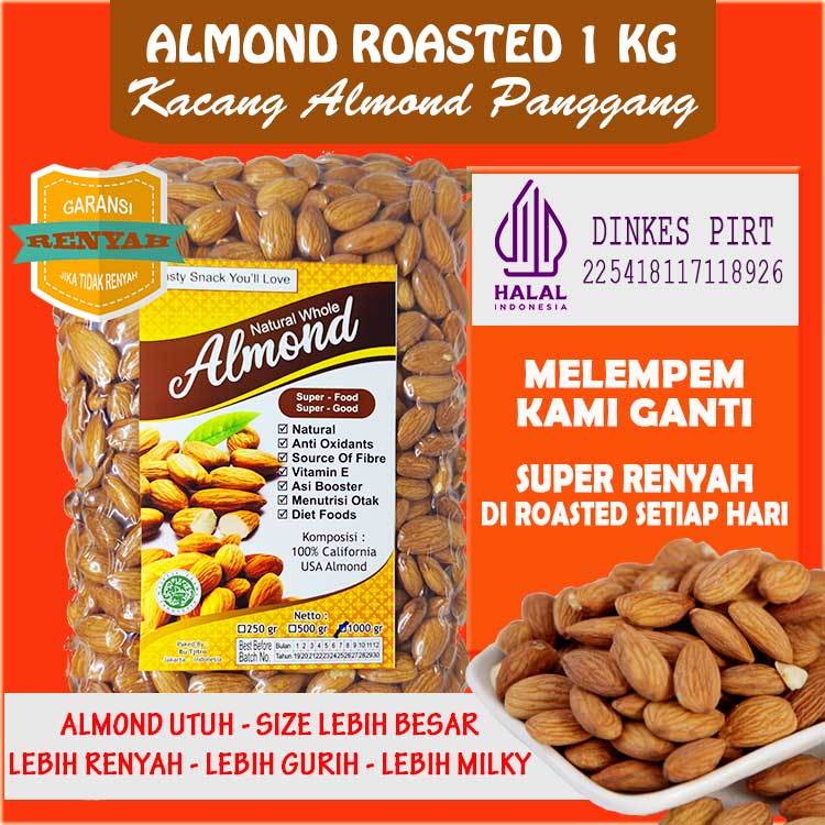

PROMO ALMOND ROASTED 1 KG - Kacang Almond Almon Panggang Kupas Natural Super Premium Quality