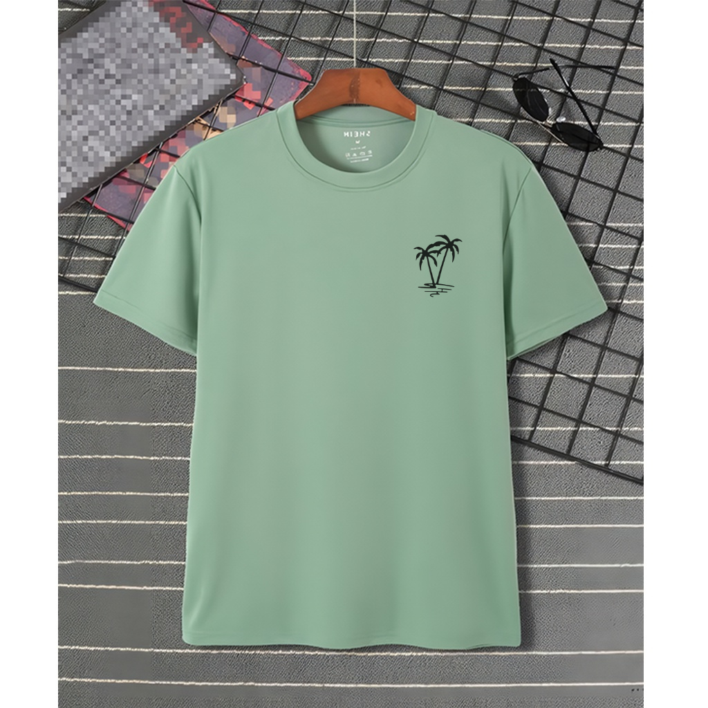 Kaos Pria Warna Sage Green Motif Simple Summer Unisex Premium Distro