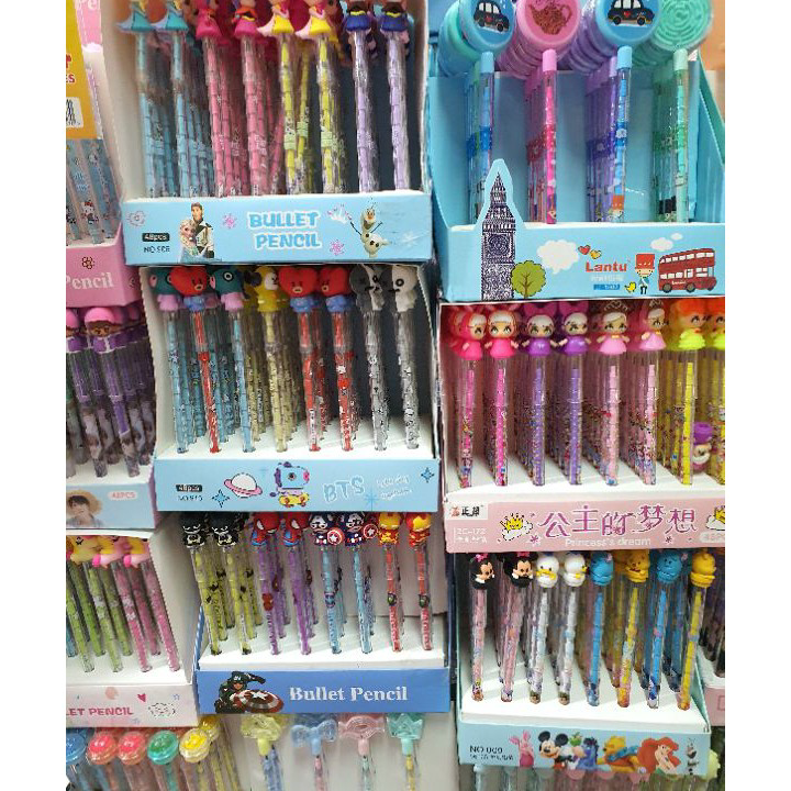 

☊✵ (4pcs) pensil lantu/lantu bensia/pensil cabut lucu/pensil bongkar pasang