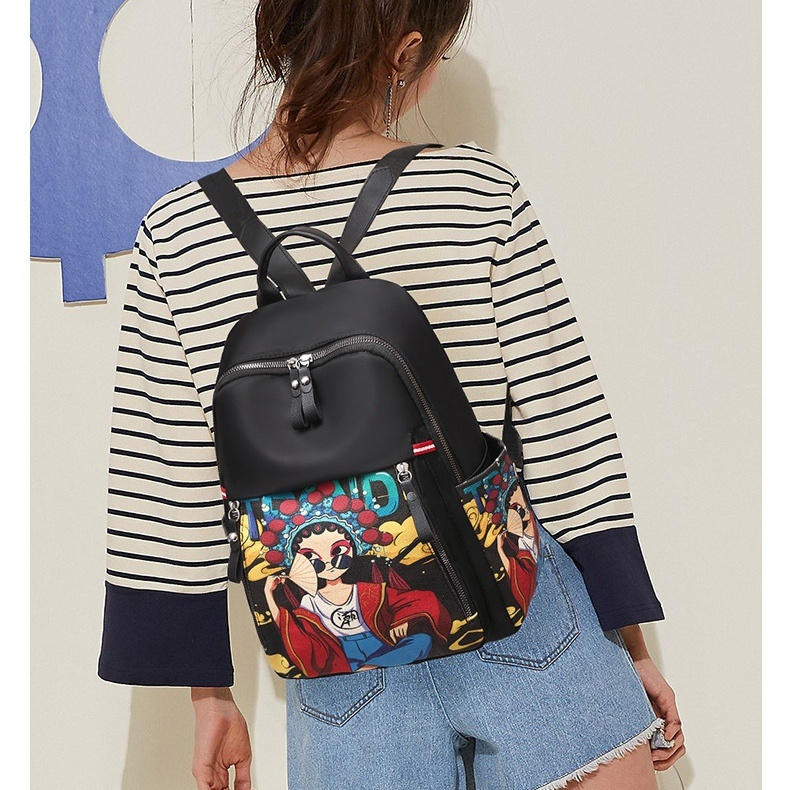 SPDM-408 TAS RANSEL WANITA ANTI AIR KOREA BACKPACK HITAM SEKOLAH KERJA GENDONG BATAM ORI