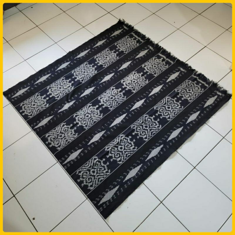 Kain Tenun Blangket Troso Jepara warna hitam abu orange permeter 240x120cm kain tenunan asli ATBM tr