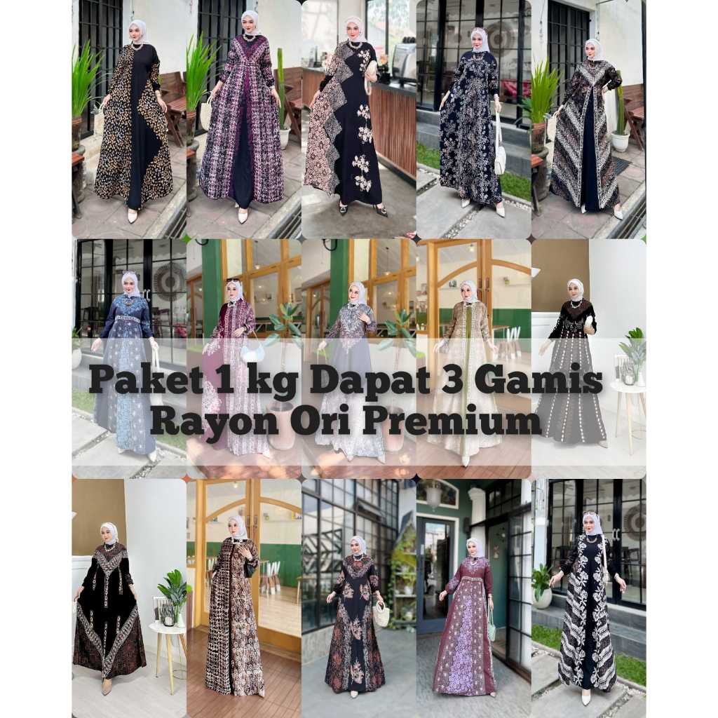 Paket Reseller 1 Kg Dapat 43Produk Gamis Rayon Premium I Gamis Rayon I Gamis Rayon Twill Premium Ori Tebel  By Khanisa Gallery