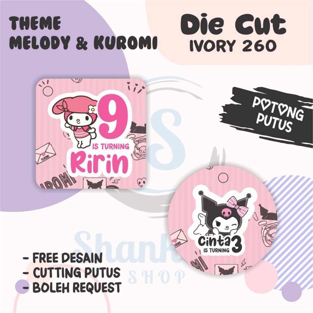 

Tag Bulat Kotak Ulang Tahun THEME MELODY & KUROMI /Tag Label Ulang Tahun / Hangtag Hampers Custom