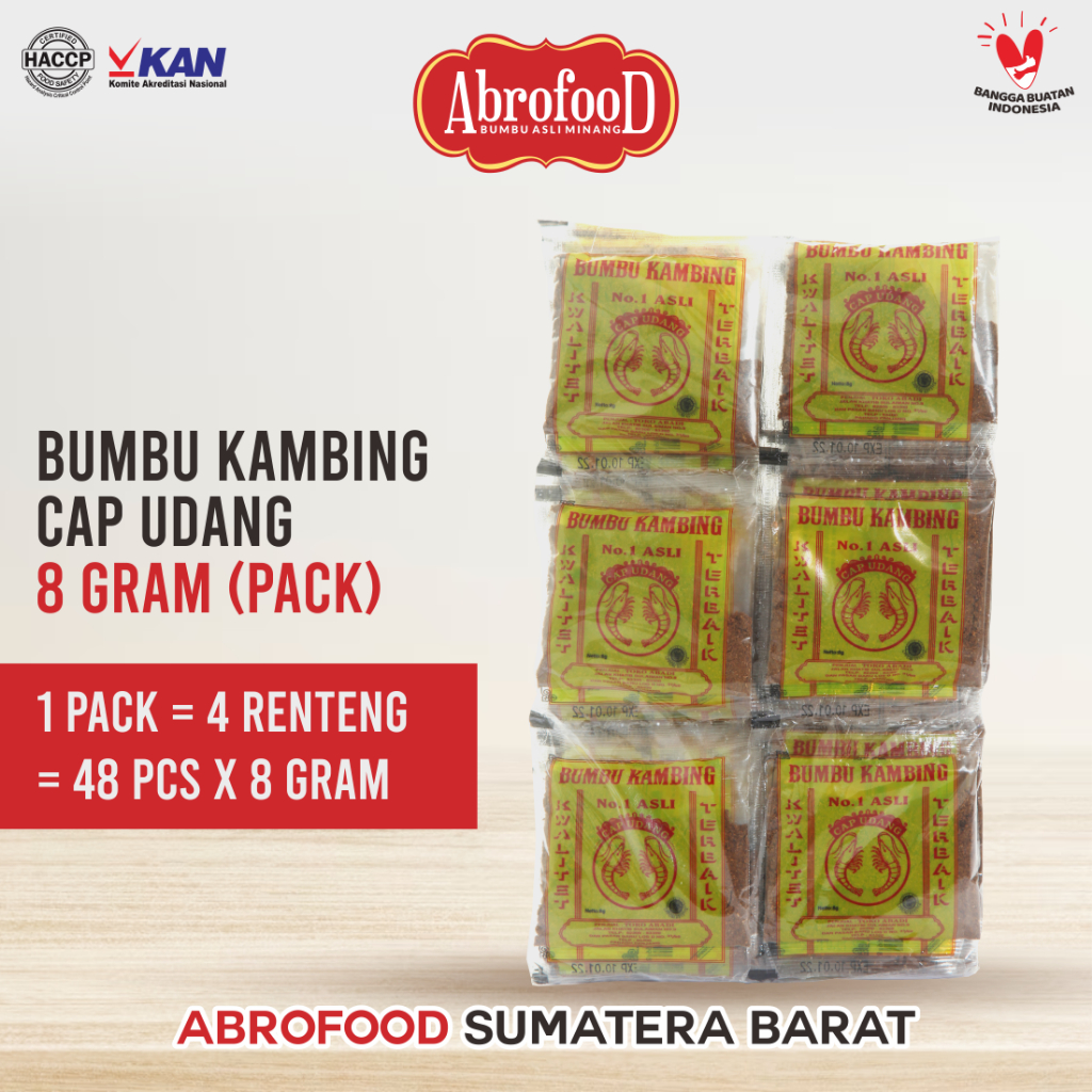 

Bumbu Kambing Cap Udang 8 gram - Pack (4 Renteng)