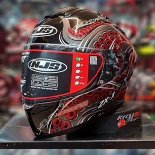 HELM NJS ZX-1 KRAKEN Merah Gloss Hitam NJS ZX-1 KRAKEN Helm Fullface