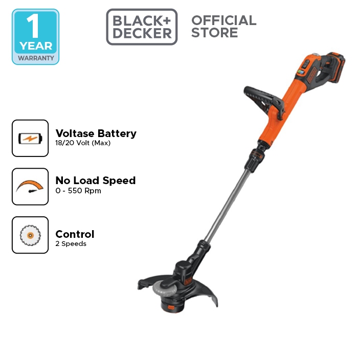 Black+Decker Cordless String Trimmer / Potong Rumput Baterai 18V STC1820EPCF-B1