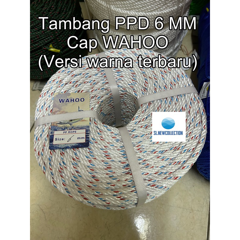 

Tali Tambang PPD Ukuran 6 mm Cap WAHOO/ HARGA 1 ROL MURAH