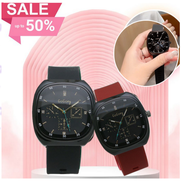 GOGOEY LUXURY PREMIUM Jam Tangan Kuarsa Tali Silikon Tahan Air Jam tangan pasangan