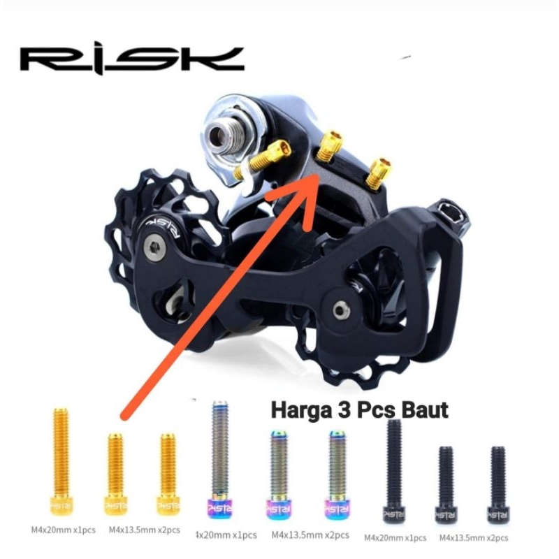 Risk Baut Titanium RD Sepeda Rear Derailleur Screw Baut M4