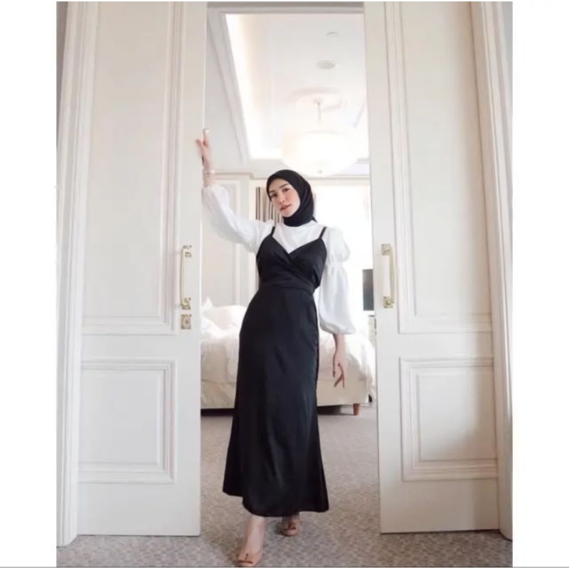 Long Dress Kimono Satin Silk Velvet Premium - Dress Satin Kimono Tali Kecil -  Kimono Dress Kondanga