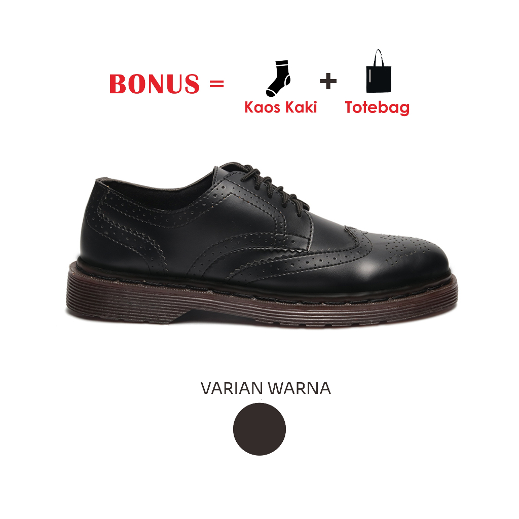 Sepatu Docmart Pria 39 - 44 Warna Hitam Darma Wingtip Series