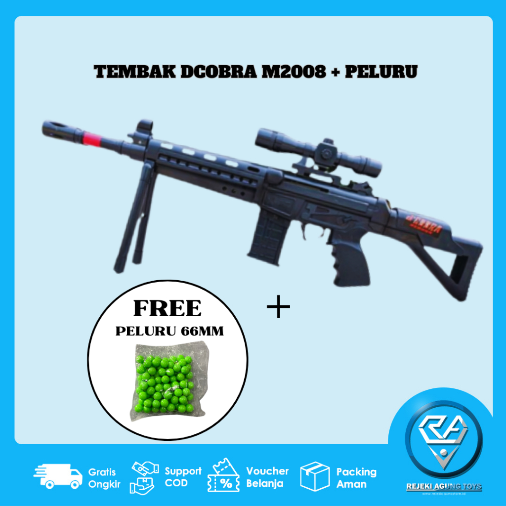 Mainan  Tembak Tembakan Pistol Kokang Dcobra M2008 + Free Peluru isi 50 pcs