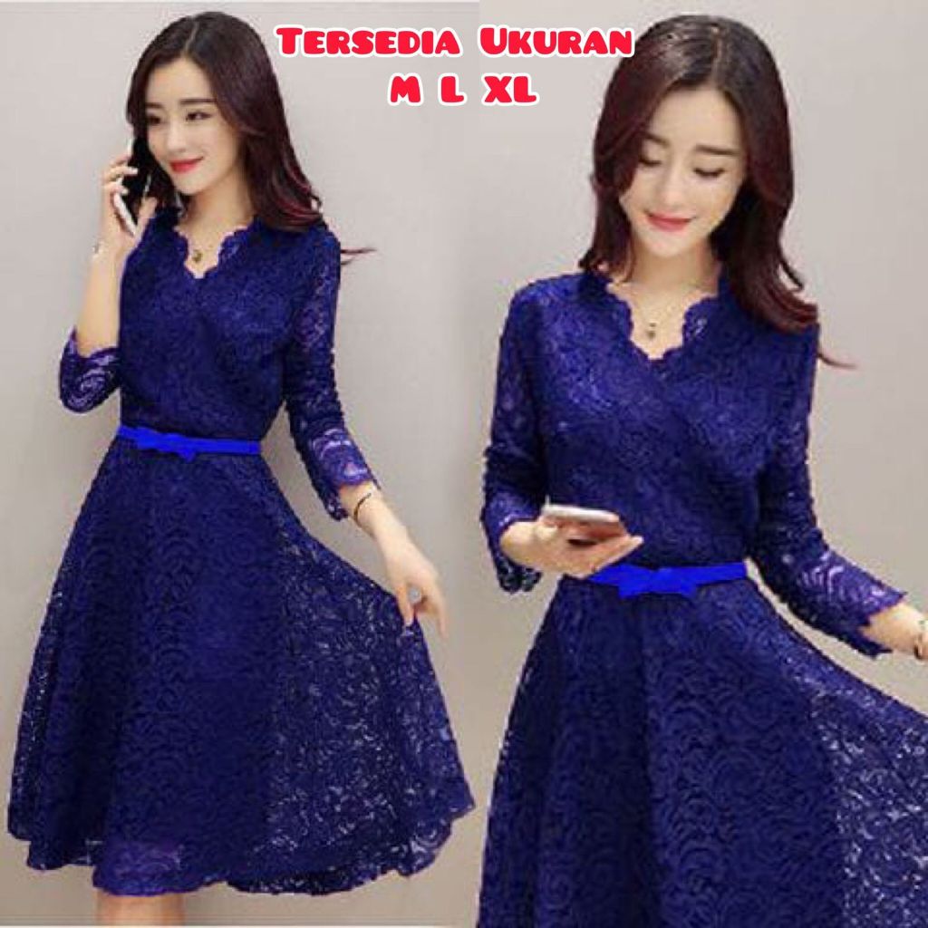 Baju Kondangan Remaja Simple Dress Pesta Brokat Gliter Seragam Dres Perayaan Natal Christmas Gereja 