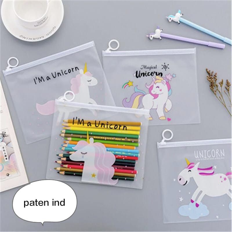 

Tempat Pencil Gambar Unicorn/wadah pencil resleting