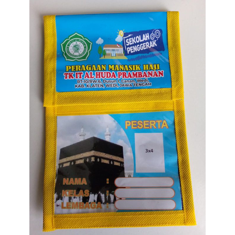 Tas manasik haji anak TK dan paud Costum logo dan nama sekolah warna biru