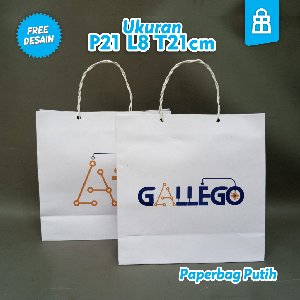 

Custom Paperbag Kraft Putih Dengan Sablon Free Desain cocok untuk Paperbag Baju, Paperbag Hijab