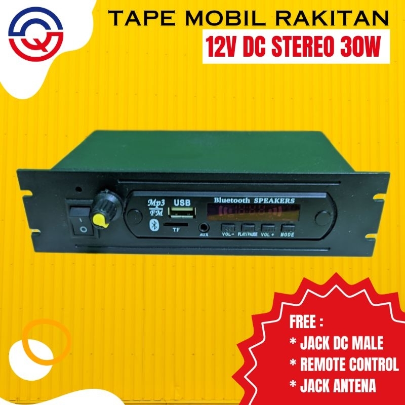 Power Amplifier Bluetooth Rakitan 12v DC Stereo 2 x 30watt /Tape Mobil Singledin