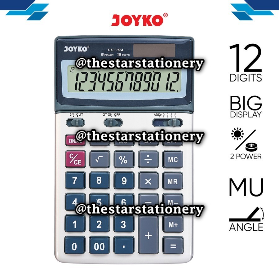 

(1 Biji) GROSIR Kalkulator Joyko CC-19A 12 Digits Check Correct / Calculator Joyko CC19A 12 Digits / Joyko CC 19A