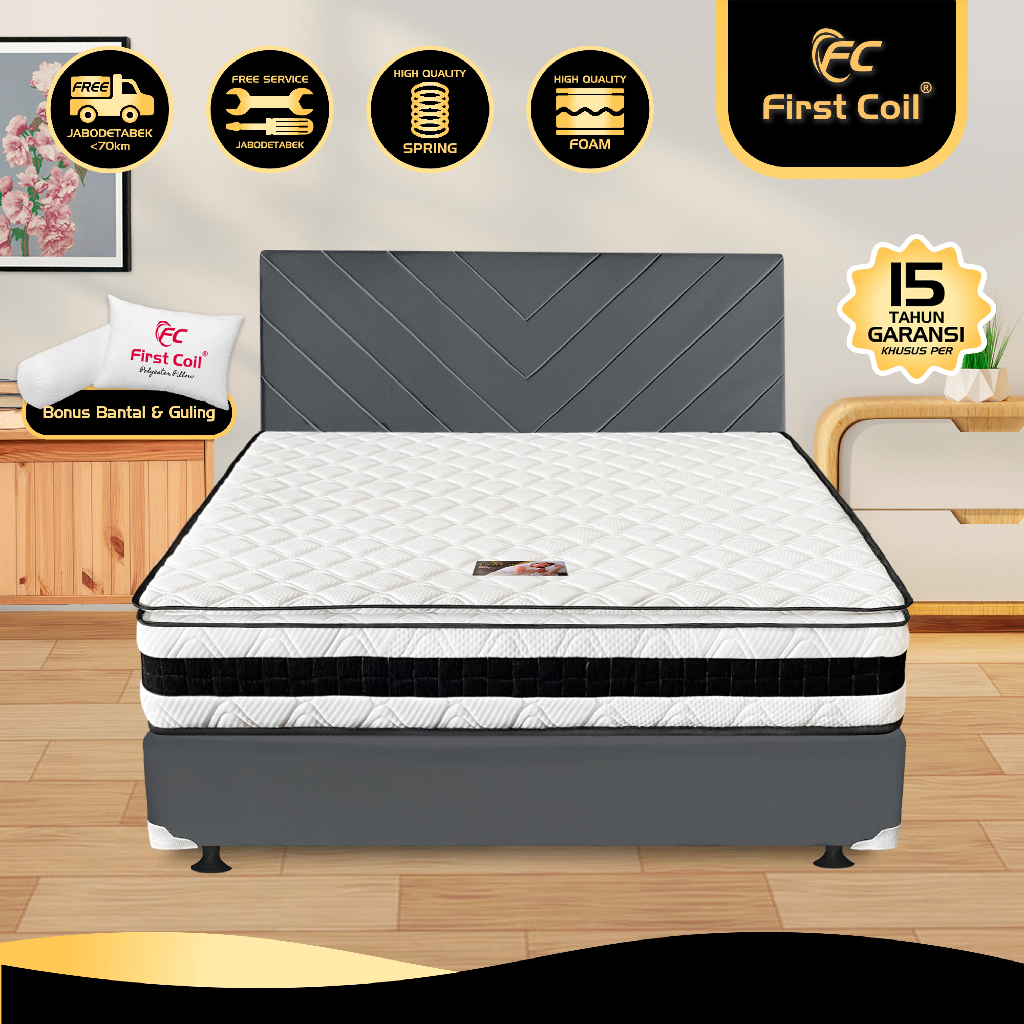 First Coil Springbed Silver Pillowtop - Kasur Springbed Fullset