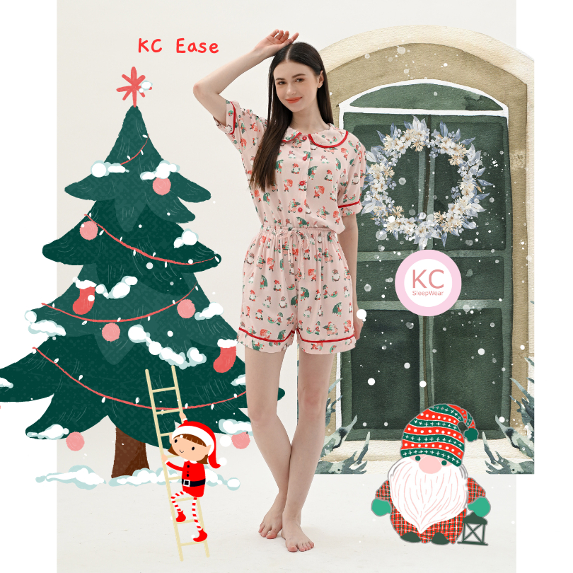 KC Ease In Pink Elf Piyama Wanita Baju Tidur Celana Pendek Lengan Pendek