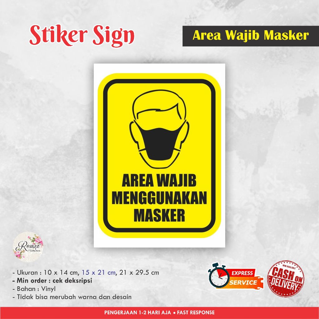 

STIKER SIGN AREA WAJIB MENGGUNAKAN MASKER VINYL / STIKER PERINGATAN / SIGN LABEL / WARNING SIGN
