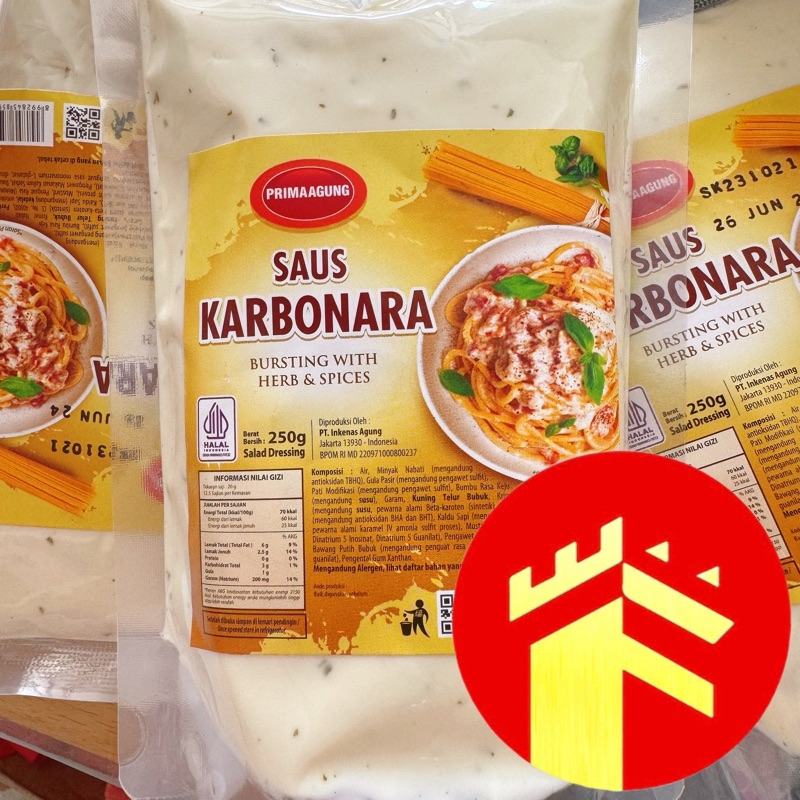 

PRIMA AGUNG SAUS KARBONARA 250 GR CARBONARA SAUCE 250 GR SPAGHETTI CARBONARA 250 GR