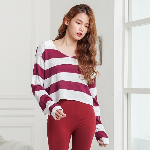 Atasan Blus Rajut Wanita  / Blouse Blaster / Rajut Blaster / Baju Fuji/ Atasan Rajut Belang-Belang