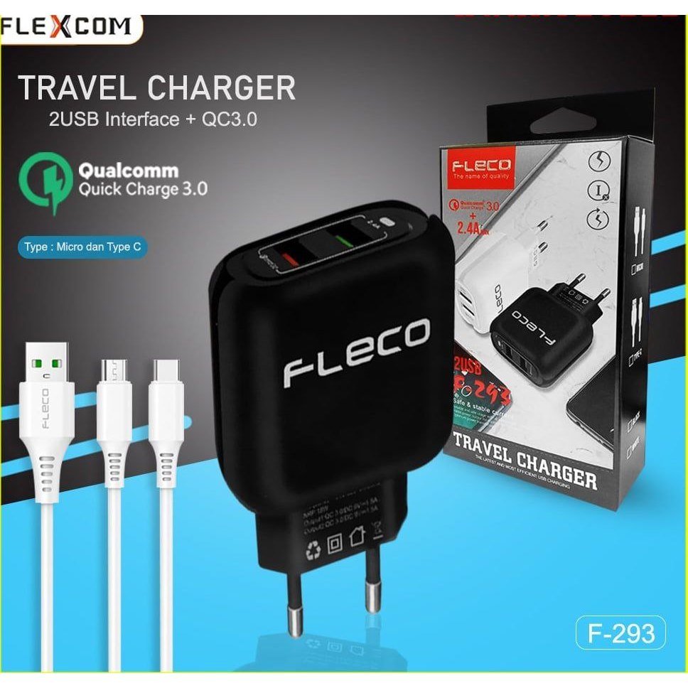 CHARGER FLECO F-293 | FAST CHARGING | MICRO | TYPE-C | ORIGINAL