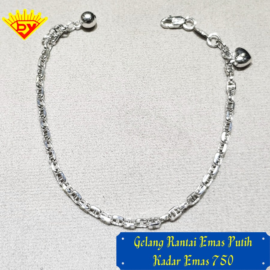 Gelang Rantai Emas Putih 586 Kadar Emas 750