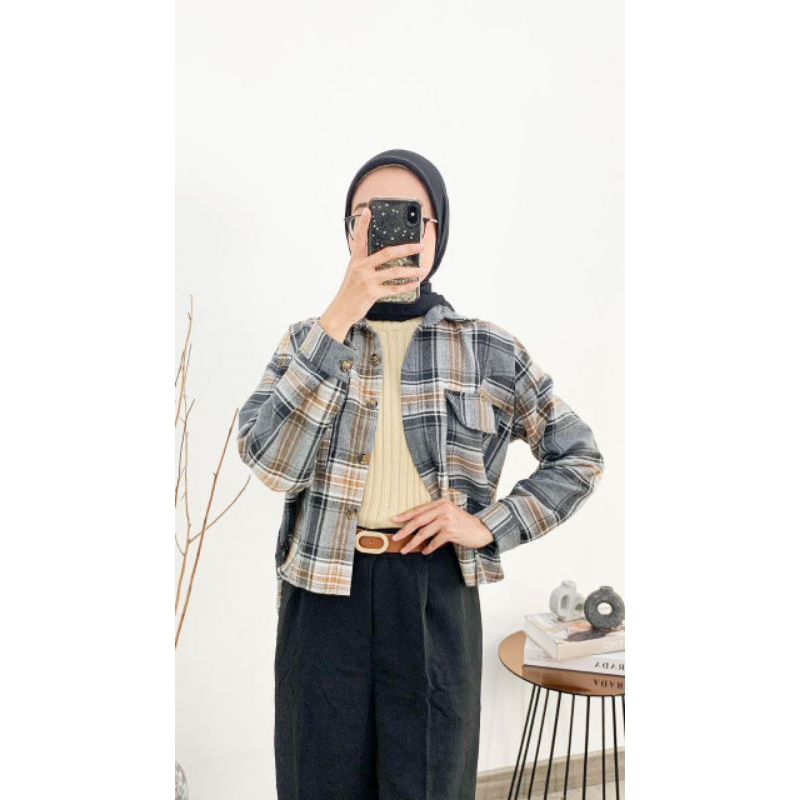 kenzaoutfit / flanel Crop Kemeja flannel crop top flannel kemeja flanel wanita kemeja crop kemeja wa