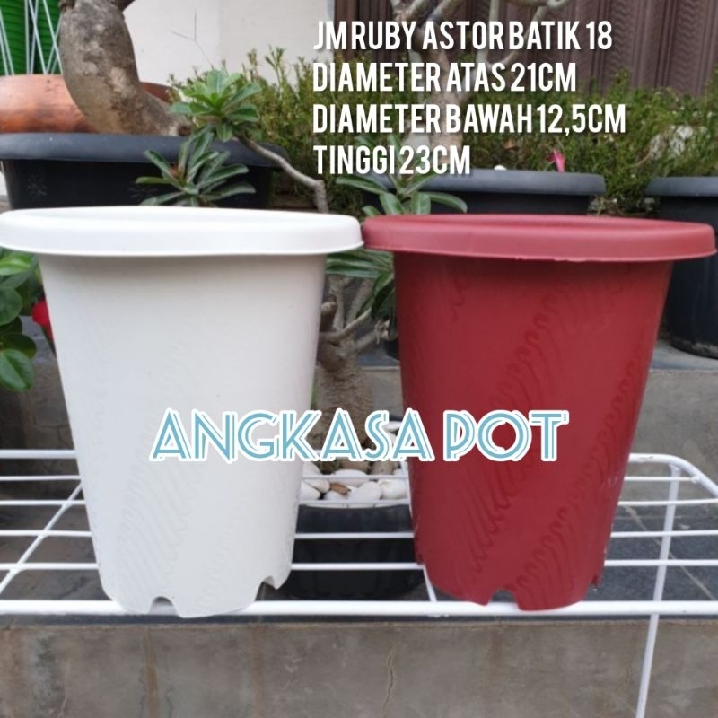 JM RUBY ASTOR BATIK 18 Pot bunga bulat tinggi Pot cantik Pot pirus