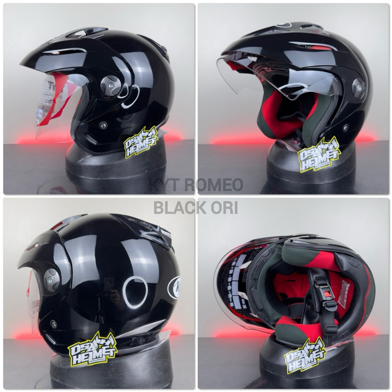 KYT ROMEO Ori Single Visor SNI DOT HELM warna Hitam Gunmet Hitam Dop Putih dll