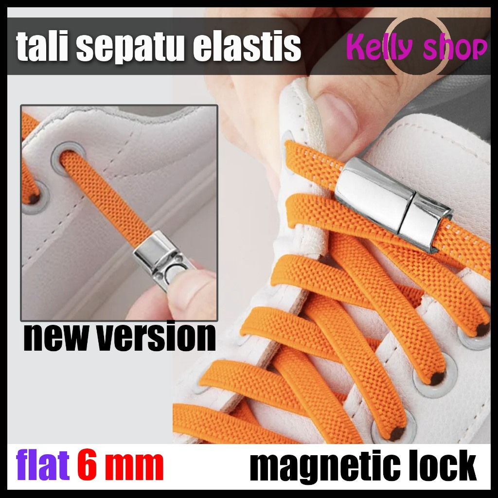 shoelace magnetic flat tali sepatu elastis model flat dengan pengunci magnet